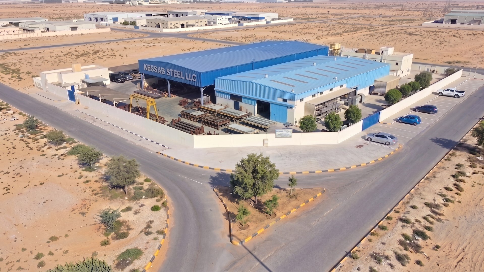 Aerial view of the Kessab Steel fabrication facility, Sharjah